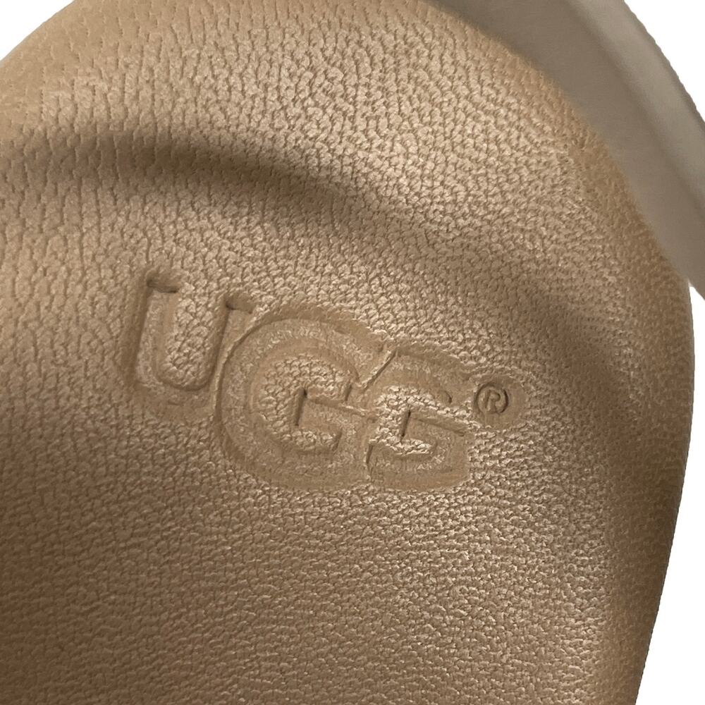 Ugg Elena Wedge Sandals Sz 8.5 Horchata Beige Nubuck Leather 3" Jute Cork Heel - Picture 8 of 11